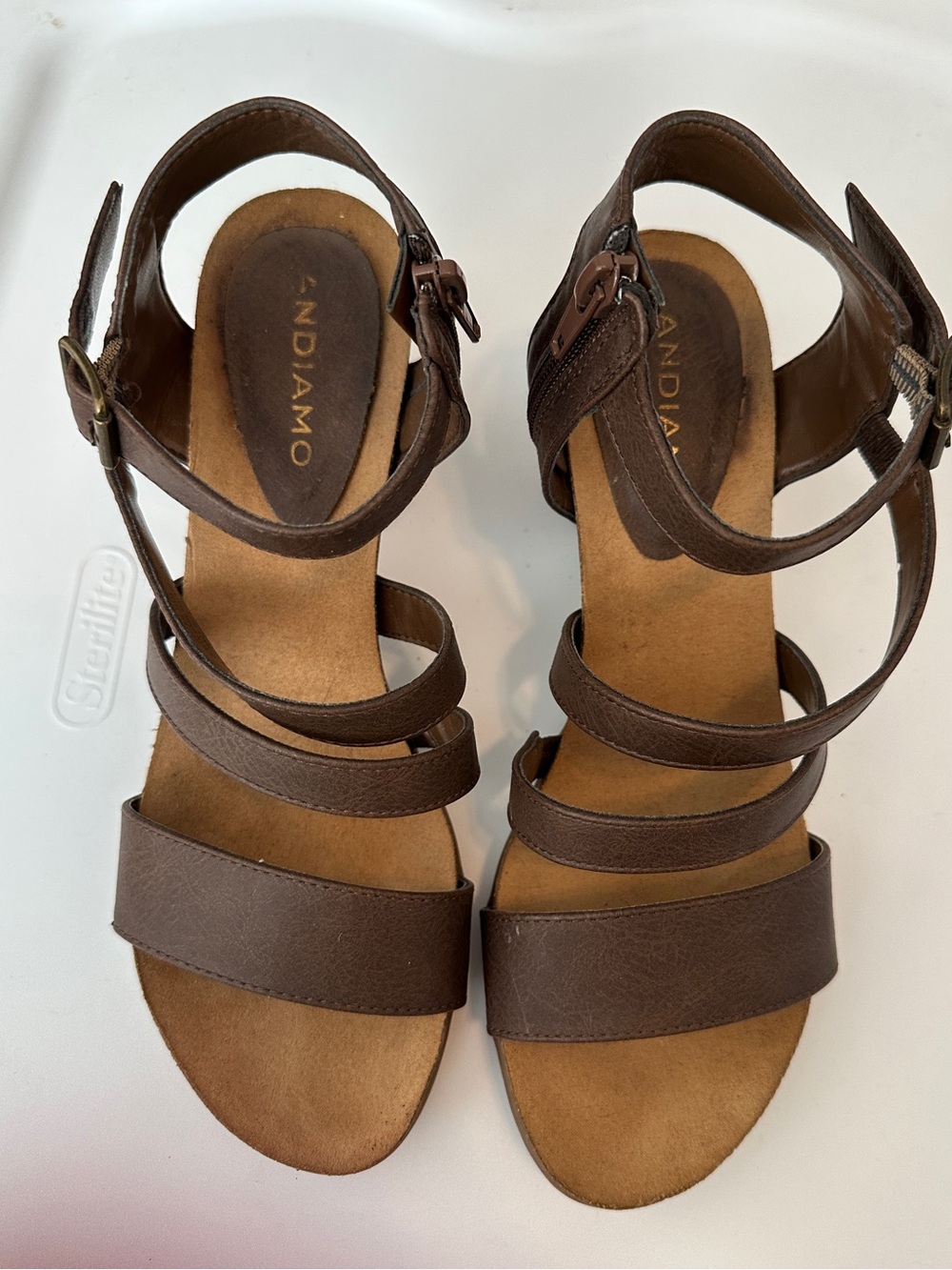 Andiamo Brown Multi-Strap Women's Heels